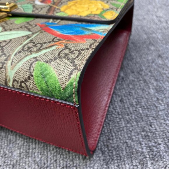 100% Authentic GUCCI Padlock Multicolor Tian Print GG Canvas Shoulder Bag - Picture 7 of 16